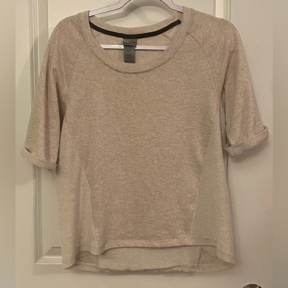 Champion Short Sleeve Jersey Top Size S/P Oatmeal Short Sleeves W/Cuffs